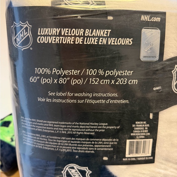 NHL Luxury Velour Blanket - Red, White, Black - Picture 3 of 3